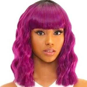Good Hair Day: Ocean Wave Bob Wig with Bangs (Color Available: OM/M. Purple)